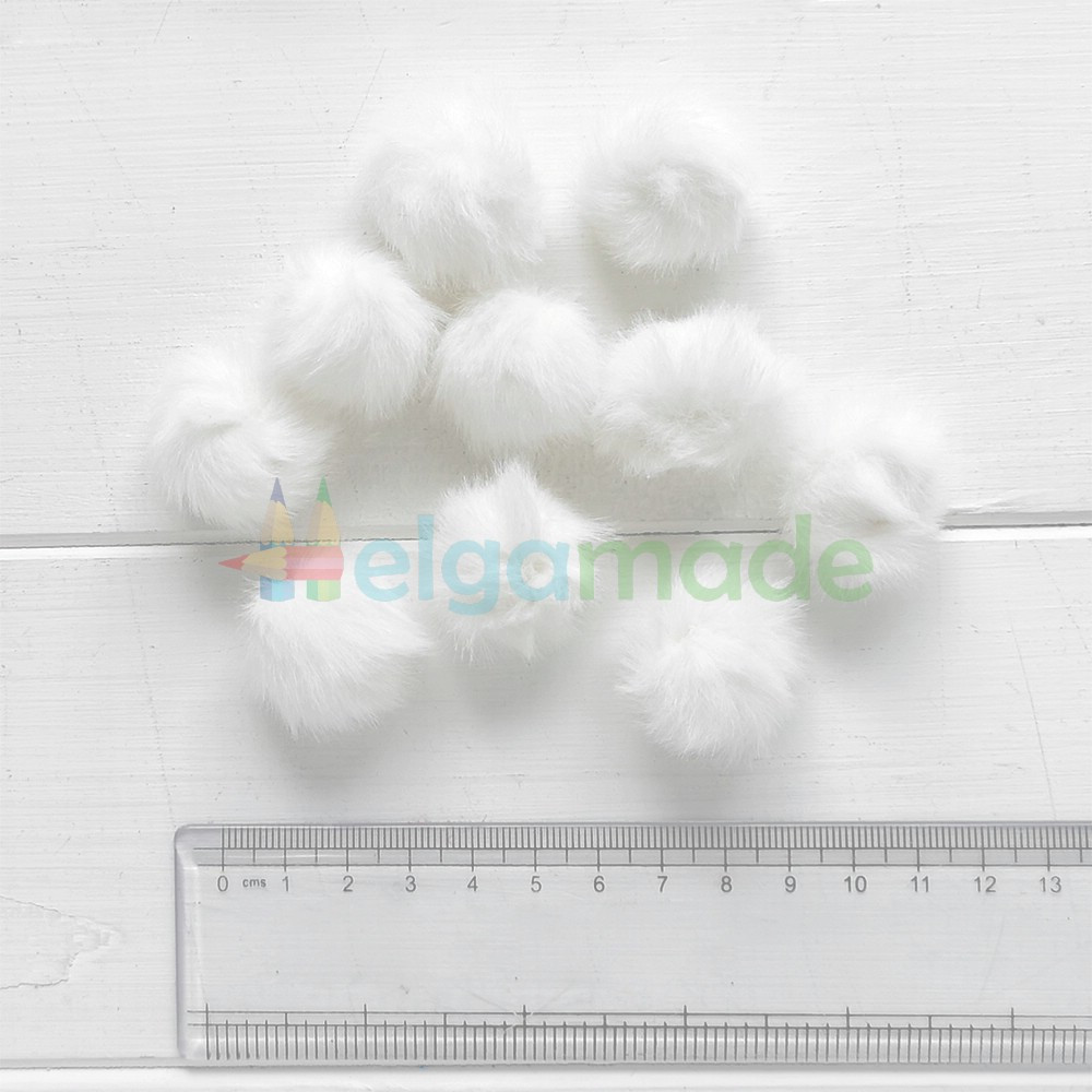 Помпон хутряний БІЛИЙ, 2.5 см, 1 шт., фото 1