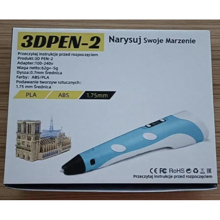 3D Ручка Pen2 для рисования пластиком с LCD дисплеем + пластик 9 м Голубая (Польша) - фото 7 - id-p1735464459
