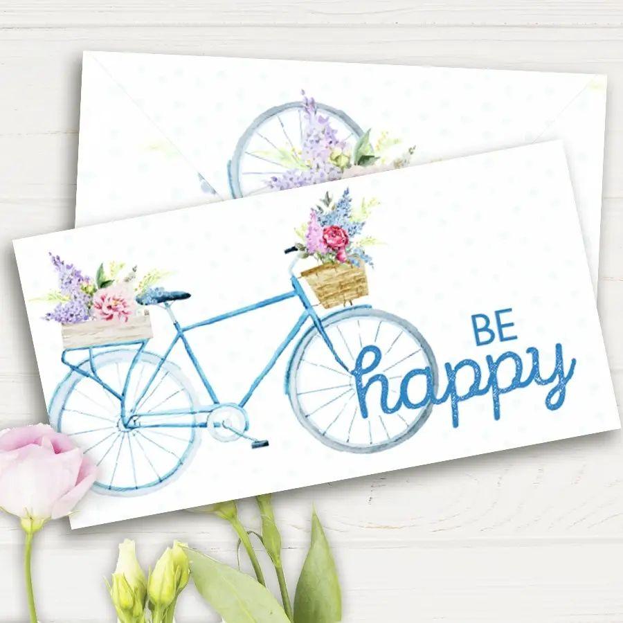 Паперовий конверт на гроші білий "Be happy" 1шт.