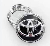 Колпачки (заглушки) в литые диски Toyota (Тойота) 62 мм Хром лого ТОЙОТА TOYOTA черные
