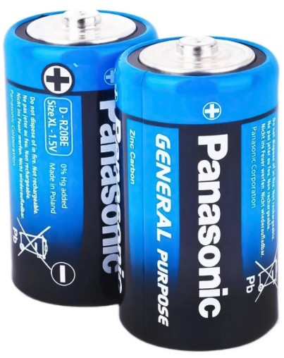 Батарейки D R20 2 шт Panasonic General Purpose