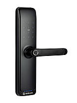 Розумний дверний біометричний замок SEVEN LOCK SL-7767BFW black (врізна частина 6068 auto close), фото 2