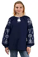 Вышиванка женская блуза "Синя з білим"