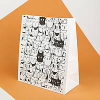 Пакет подарочный 320*150*380 Праздничные упаковочные пакеты с рисунком кошек