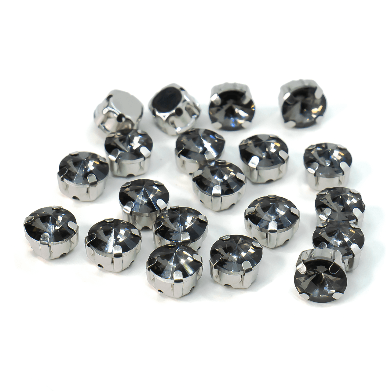 Стрази в оправі пришивні Круглі 8 мм Сірий 10 шт., фото 1