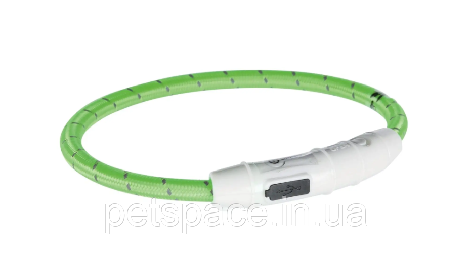 Нашийник Trixie USB Flash (поліуретановий, що світиться, зелений, L-XL/ 65см/7мм)