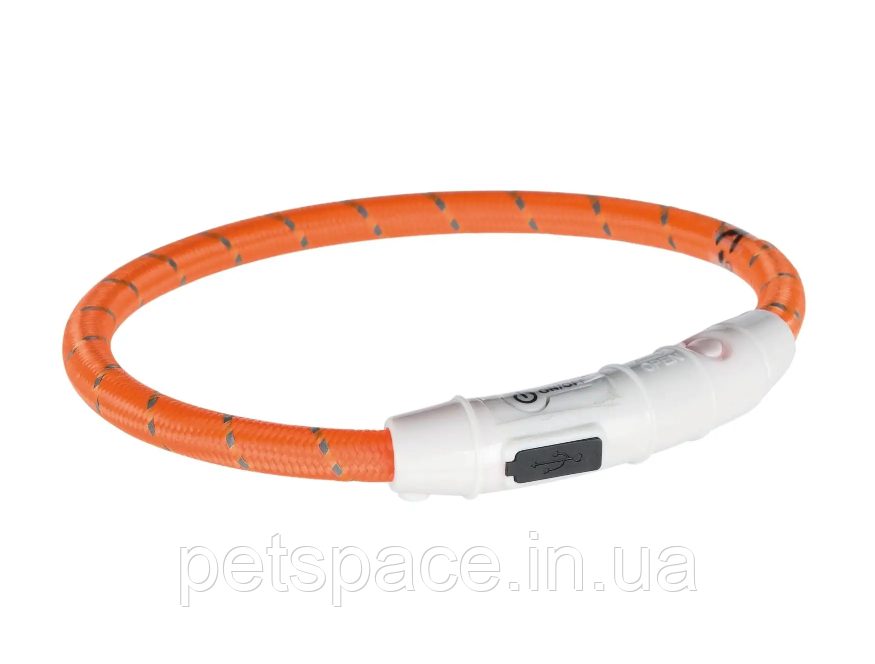 Нашийник Trixie USB Flash (поліуретановий, що світиться, помаранчевий, M-L/ 45см/7мм)