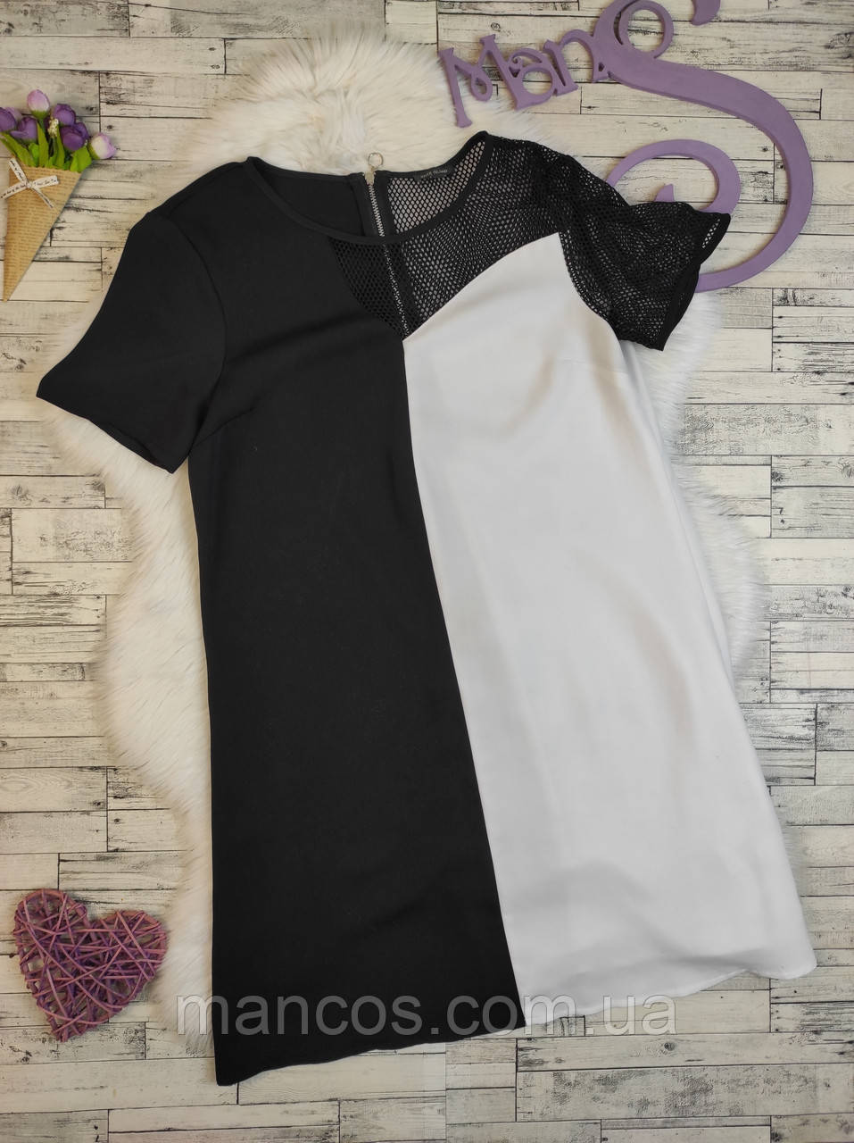 Жіноча сукня River Island чорно-біла з коротким рукавом подвійна Розмір 46 М