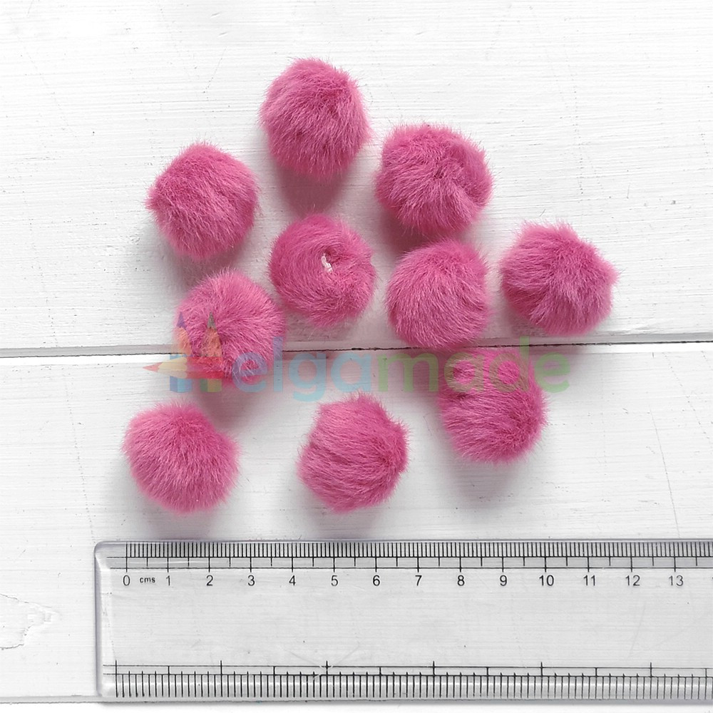 Помпон хутряний МАЛИНОВИЙ, 2.5 см, 1 шт., фото 1