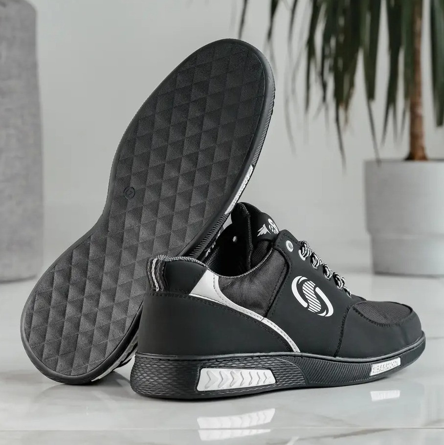 40, 43, 44 р. Кросівки чоловічі чорні весна-осінь (Сгк-321-2ч), фото 1