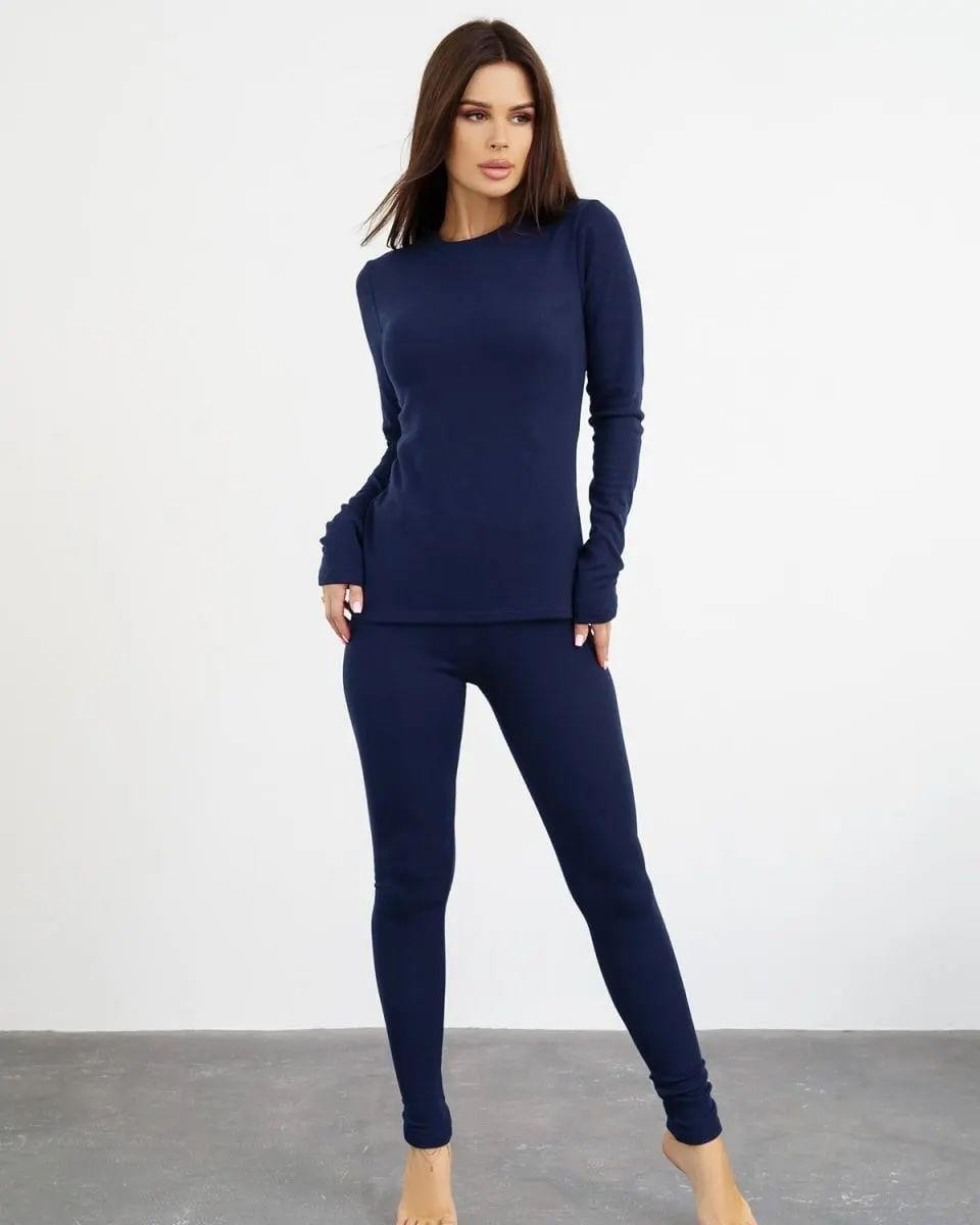 Термобілизна універсальна Класична S, M, L, XL, 2XL, 3ХЛ рібана з начосом ТЕМНО-СИНІЙ
