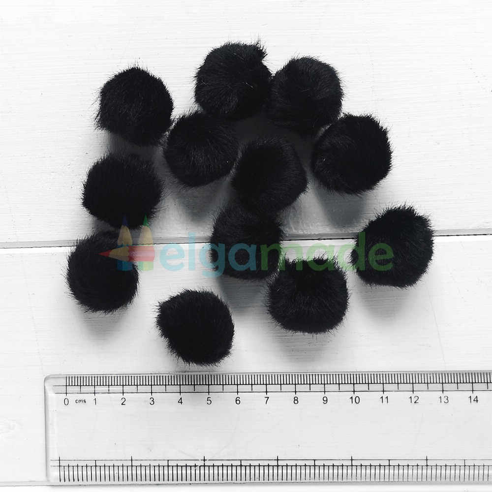 Помпон хутряний ЧОРНИЙ, 2.5 см, 1 шт., фото 1