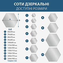 Акрилові дзеркальні панно з товстих сегментів різних розмірів (товщина 2 мм + скотч) 14 шт – 130 х 113 мм, фото 4