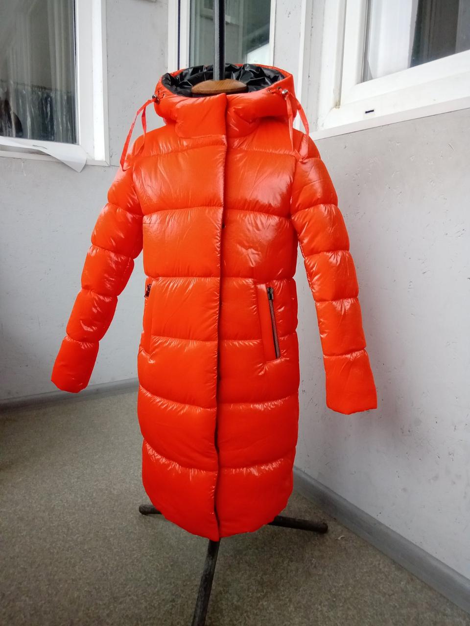 Зимова тепла фабрична помаранчева куртка для дівчаток на філтексі