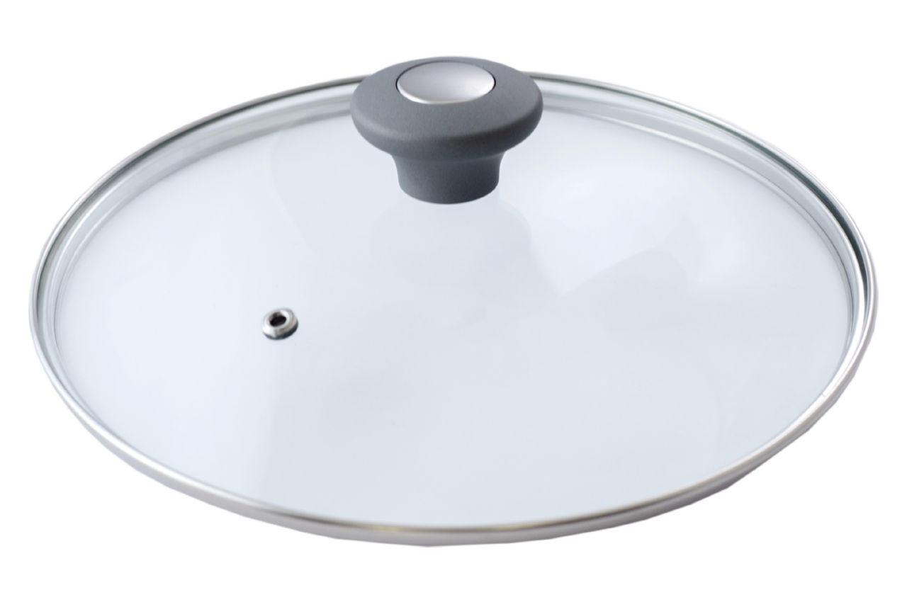Кришка скляна Kamille 220 мм сіра (0823GR)