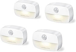 COOLAPA Motion Sensor Lights Indoor,Наклейте на шафу, сходи, передпокій, кухню, спальню (4 упаковки)