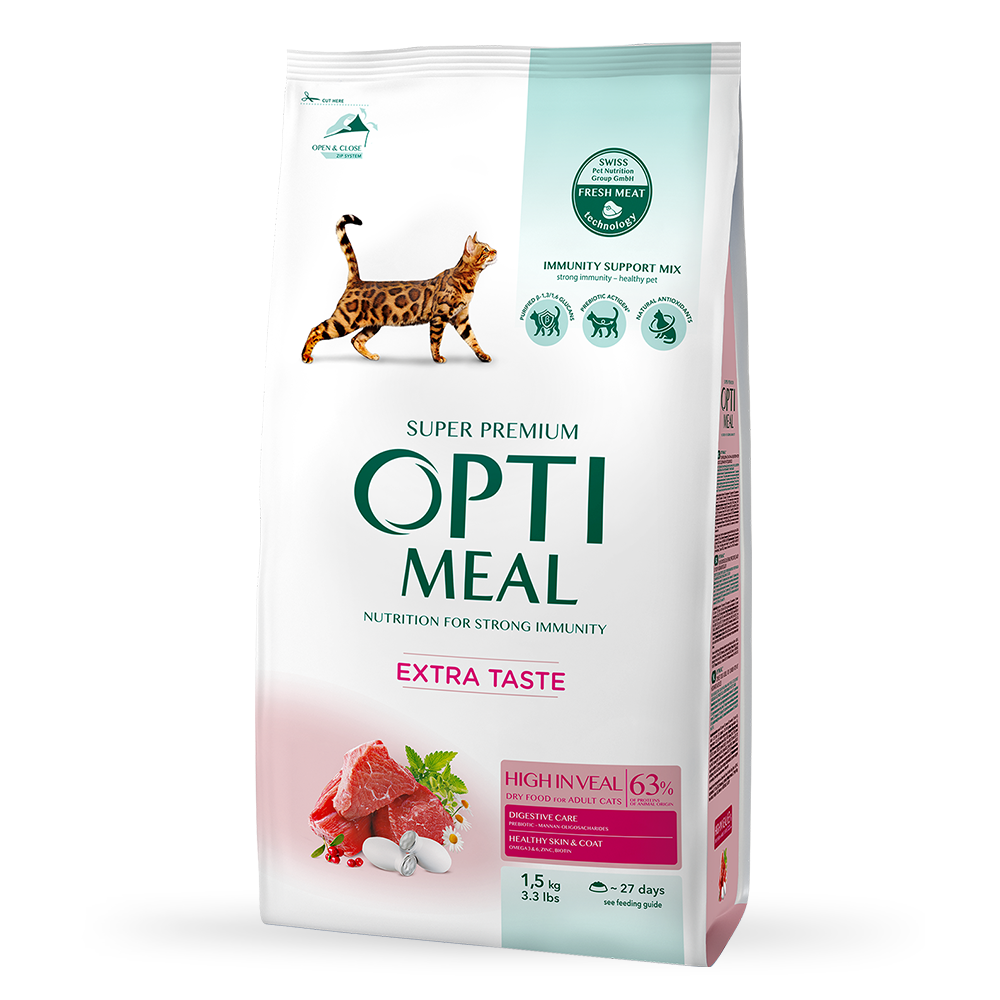 Optimeal Adult Cat High in Veal корм для котів 1,5 кг (телятина)