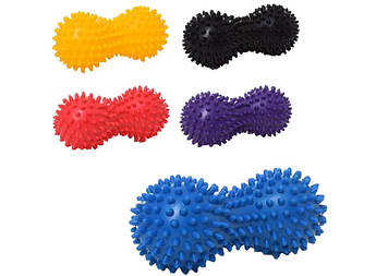 Арахіс масажер для спини подвійний їжачок PVC 16х6.5см Різні кольори