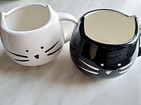 Чашки Чёрная кошка и белый кот., 12,5 х 10 х 9 см.