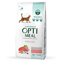 Optimeal Cat Adult Sterilised Beef корм для стеризованных кішок з яловичиною 1,5 кг