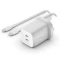 Сетевое ЗУ Belkin Home Charger 65W GAN PD PPS Dual USB-C USB-C 2m