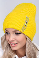 Женская шапка "Гламур" (angora) Ярко жёлтый