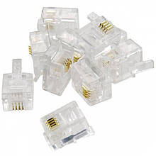 100x Конектор RJ11 RJ12 RJ14 6P4C телефонний