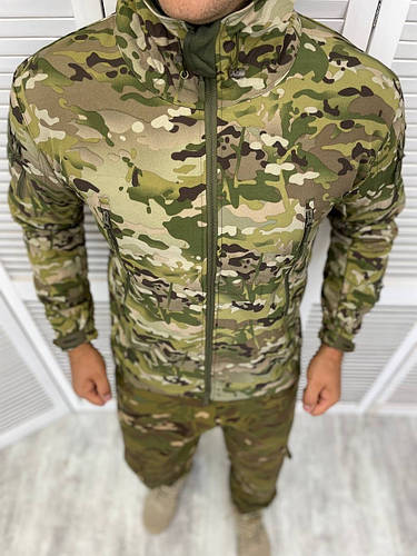 Тактична зимова військова армійська куртка soft-shell мультикам на флісі
