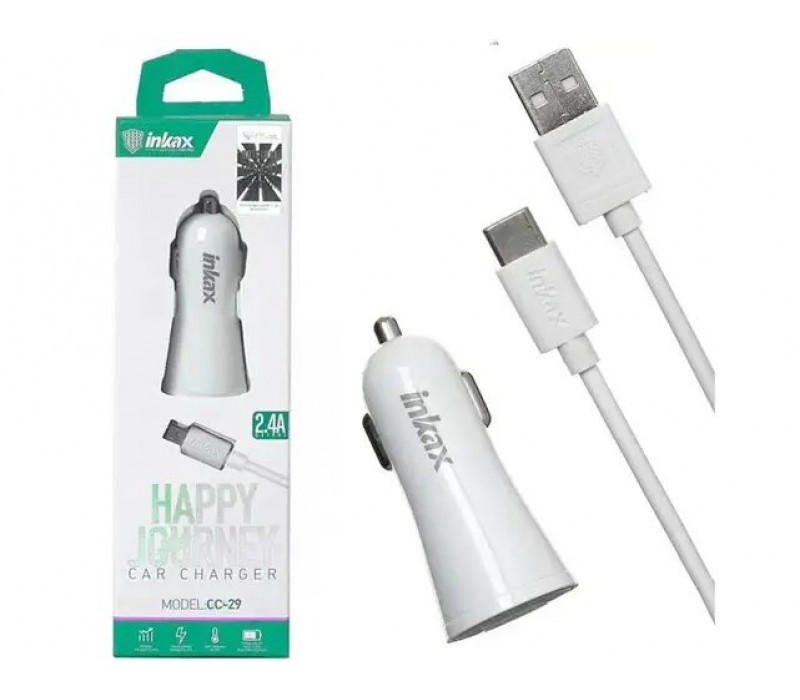Зарядний пристрій INKAX 2.4A 12V 2 USB TYPE C (CC-29)