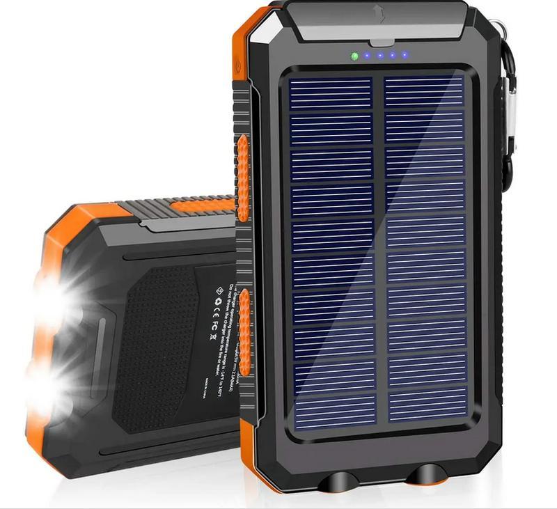 Power Bank 16000 mAh із сонячною панеллю | Повербанк з ліхтариком, компасом, захист і сонячної батареї