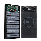 Powerbank 2 USB 6x21700 / 18650 / Корпус Повербанк з швидкою зарядкою + бездротова QC3.0 22.5W + 15W, фото 5