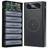 Powerbank 2 USB 6x21700 / 18650 / Корпус Повербанк з швидкою зарядкою + бездротова QC3.0 22.5W + 15W, фото 6