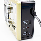 Радіоприймач 4в1 акумуляторний з Ліхтариком, Годинником, МР3-плеєром та Bluetooth, XB-741C, Золотий, фото 5