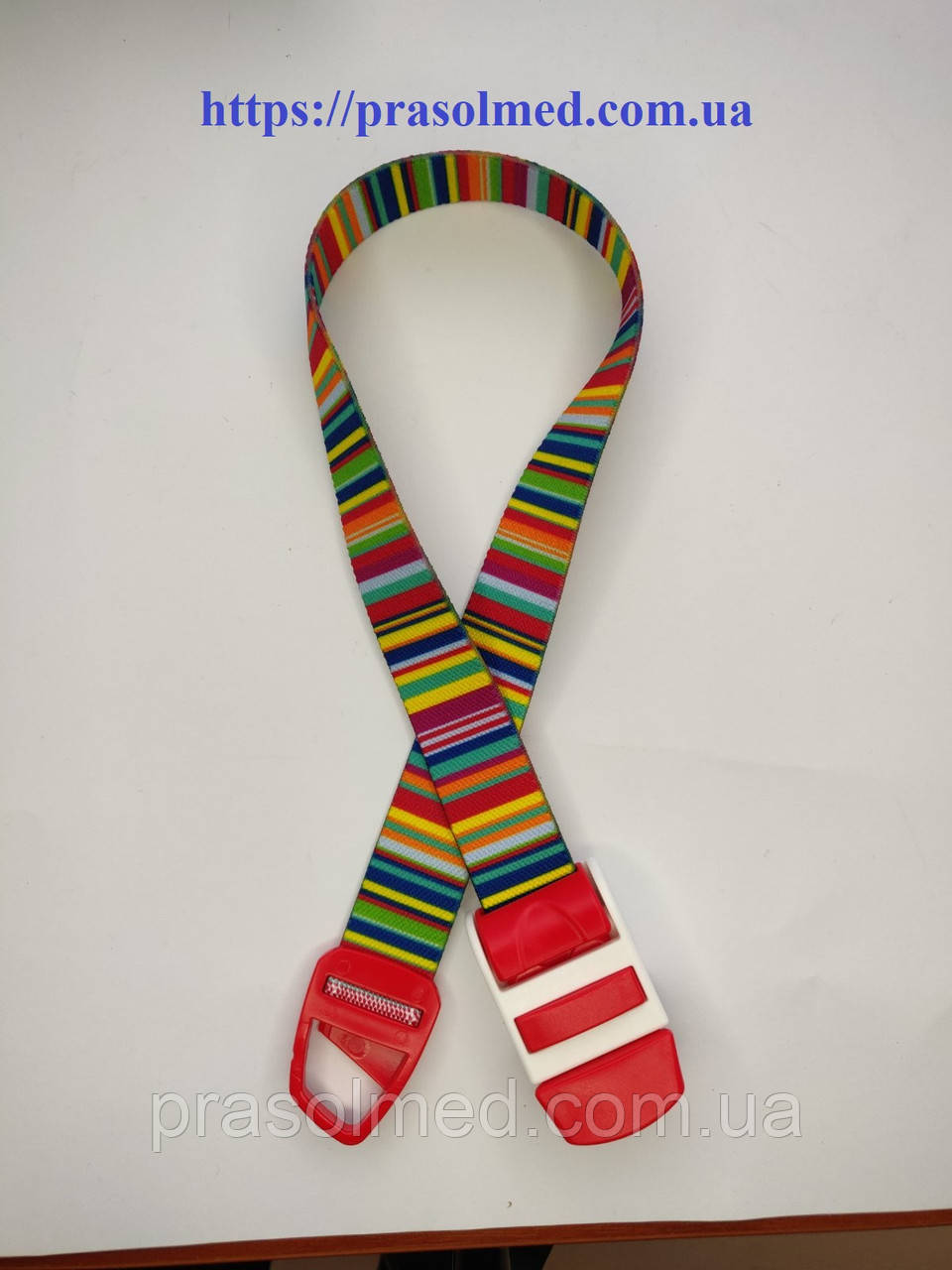 Джгут  венозний автоматичний 48*2,5см 500126Принт "Райдуга" з червоною пряжкою 1шт., фото 1