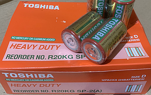 Батарейка Toshiba R20 шрінк по 2 бат. (10 шр/уп) ціна за 1 (шрінк