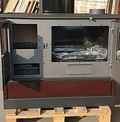 Піч камін дров'яна з чавунною варильною поверхнею 8 кВт елітна.