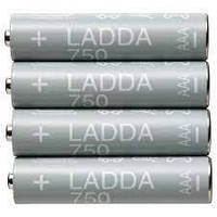 Акумуляторні батарейки 4шт HR03 AAA 1.2V, 750mAh,LADDA