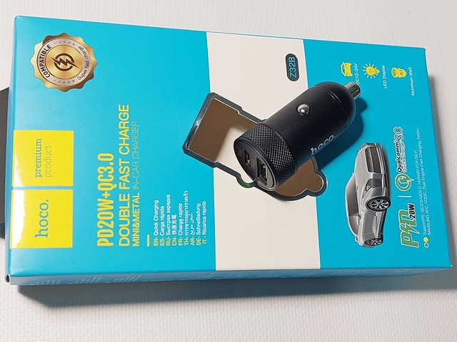Зарядний пристрій автомобільний USB+Type-C (Hoco) Z32B