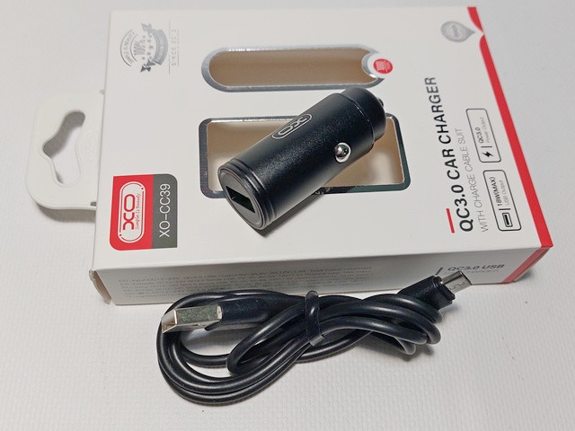 Зарядний пристрій автомобільний 1USB 3А+кабель MicroUSB (XO) CC39