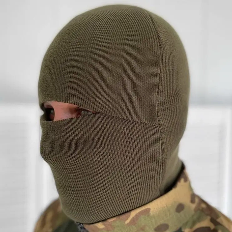 Балаклава тепла хакі зимова тактична в'язана маска, фото 1