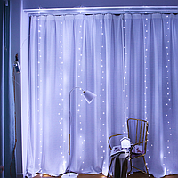 Светодиодная USB гирлянда "штора Роса", 3х1 м с пультом управления, белого цвета свечения