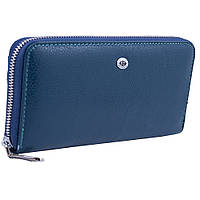 Большой женский кожаный кошелек ST-18365 голубой