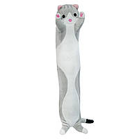 Кот батон серый 47 см кошка подушка обнимашка для детей мягкая игрушка кот багет