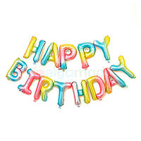 Фольгированные шары надпись "Happy Birthday", ЦВЕТНЫЕ, 16" (40 см)