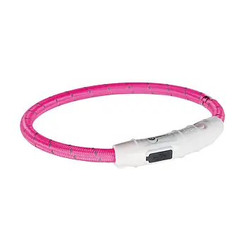 Нашийник для собаки Trixie поліуретановий USB «Flash», що світиться XS-S 35 cм / 7 мм Рожевий