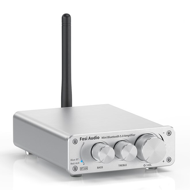 Усилитель звука Fosi Audio BT10A white. Bluetooth 5.0, AUX, 2x50W