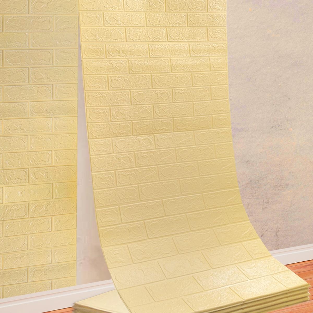 Самоклеюча 3D панель під Бежеву цеглу В РУЛОНІ 3080x700x3мм, фото 1