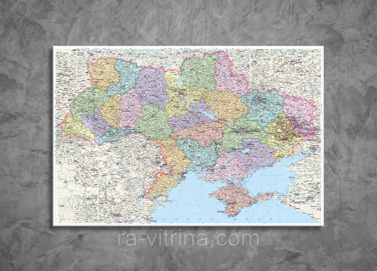 Фотокартина настінна Політична карта України картина друк на полотні 60х40