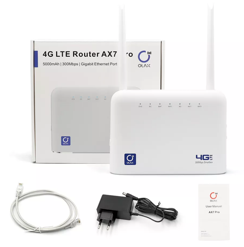 Стаціонарний маршрутизатор 4G LTE Wi-Fi роутер OLAX AX7 pro з акумулятором 5000 мАг