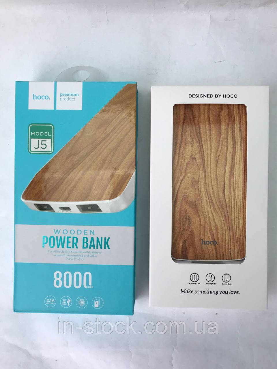 Powerbank 8000 mAh, два порти, літій-полімер, Hoco J5 Wood